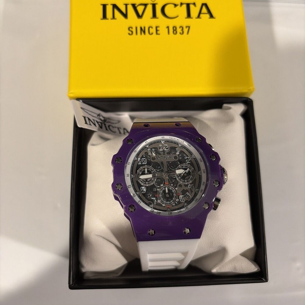 Invicta Racing Apexium (69626) - 41mm Unisex Watch - Purple & White - NEW in Box